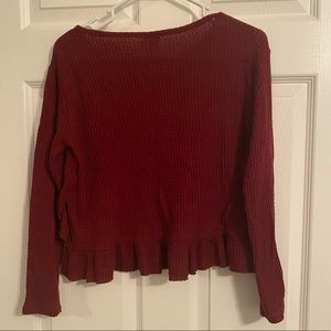 3 for $25 Maroon Ruffle Tee